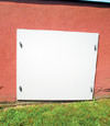 head-on view of one of our doors installed in Cultus Lake for crawl spaces